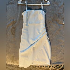 Blue Blush White Spaghetti Strap Mini Dress